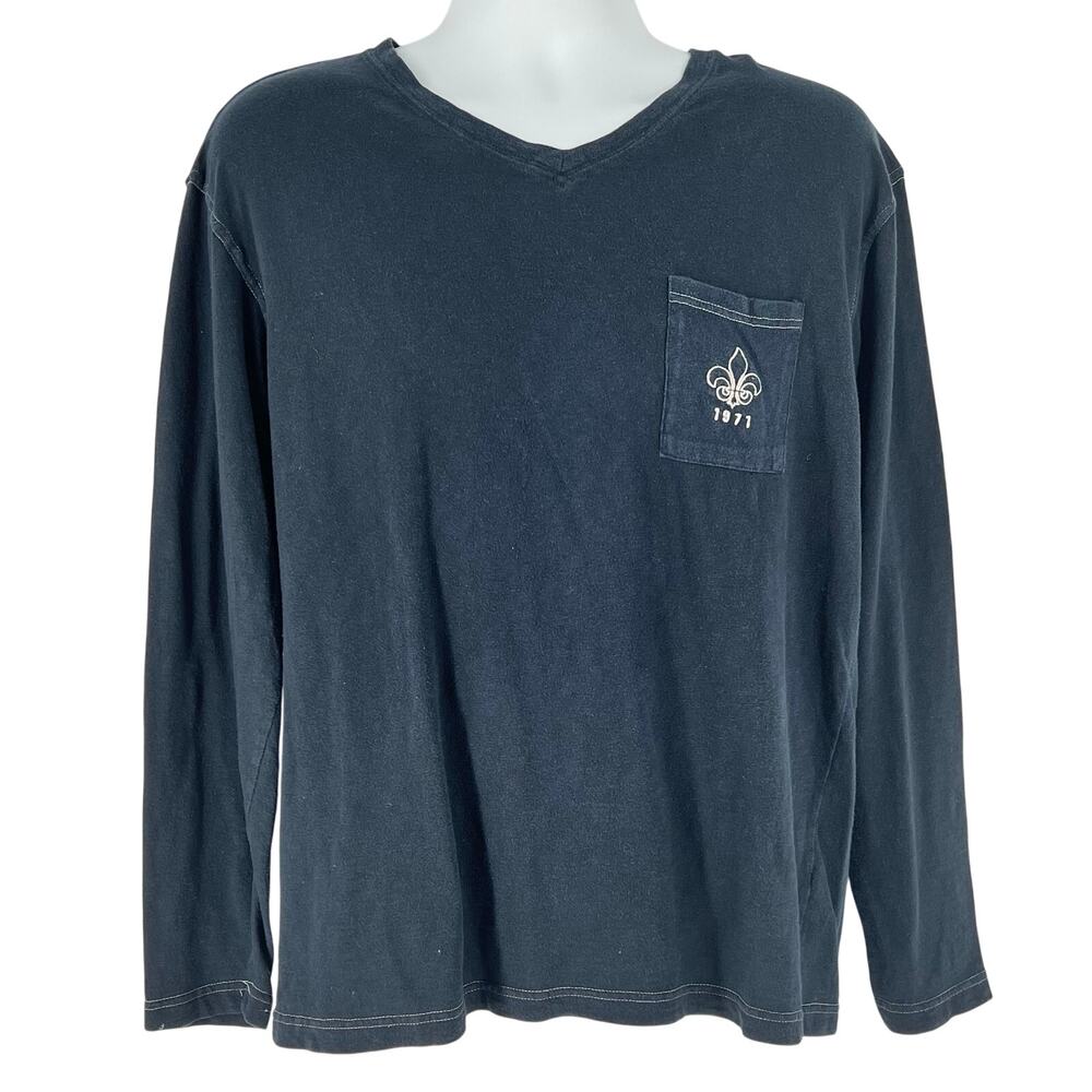 Cremieux navy blue Fleur De Lis long sleeve tshirt